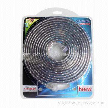 220V AC LED Flexible Strip Lamp, 14.4W/SMD5050/60LEDs/M,12-14LM/LED/IP66, Blister Packing and Color